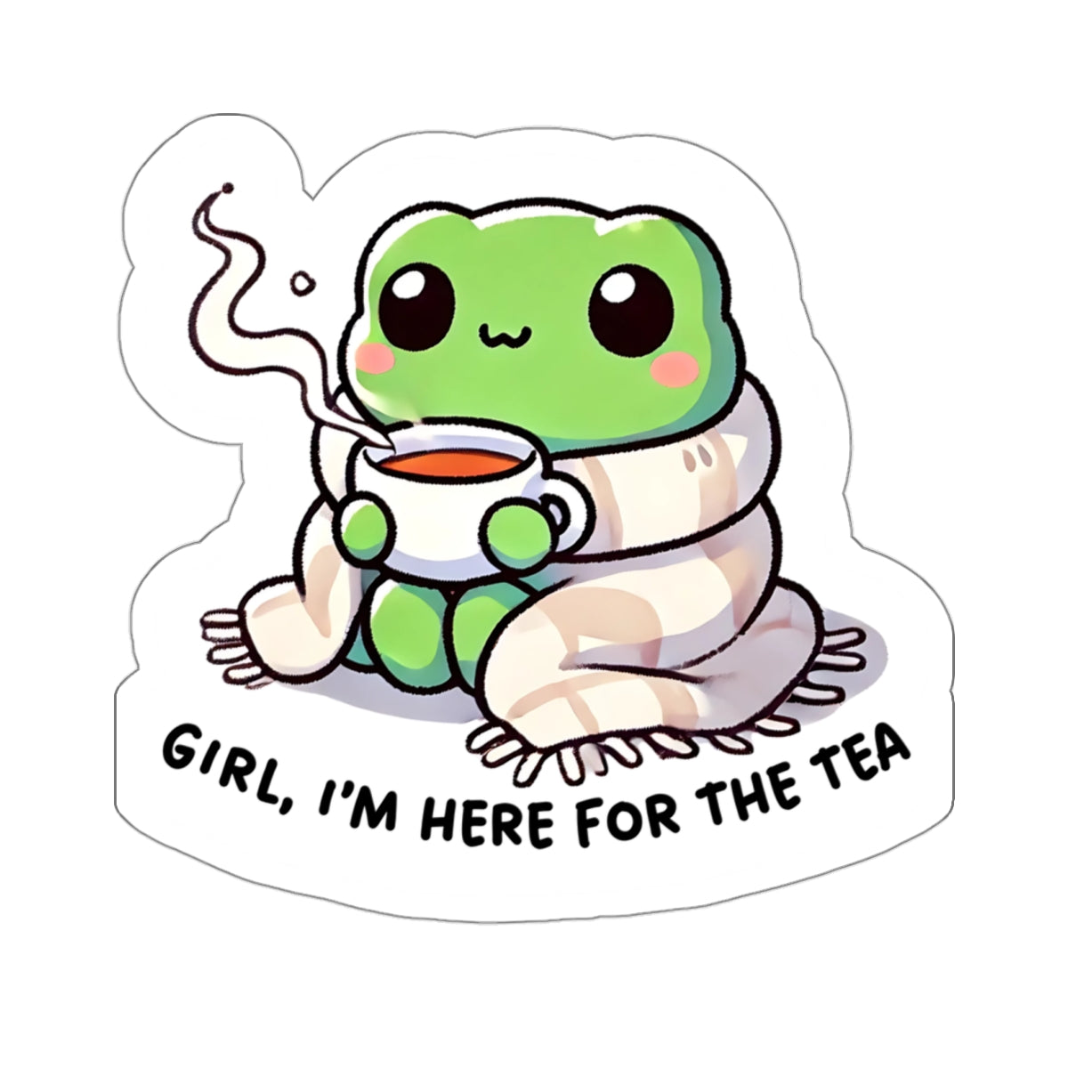 Here for the Tea Cozy Frog Sticker