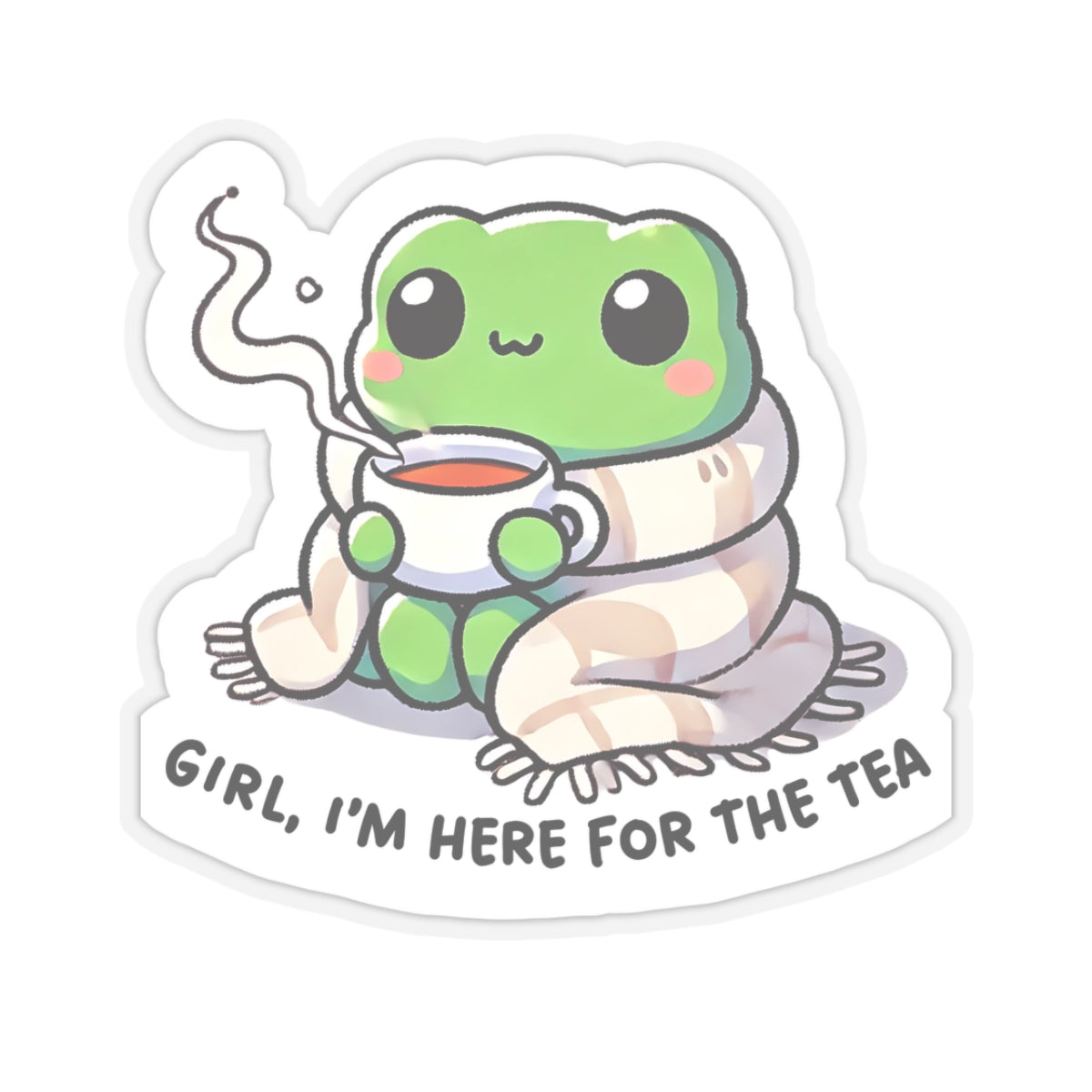 Here for the Tea Cozy Frog Sticker