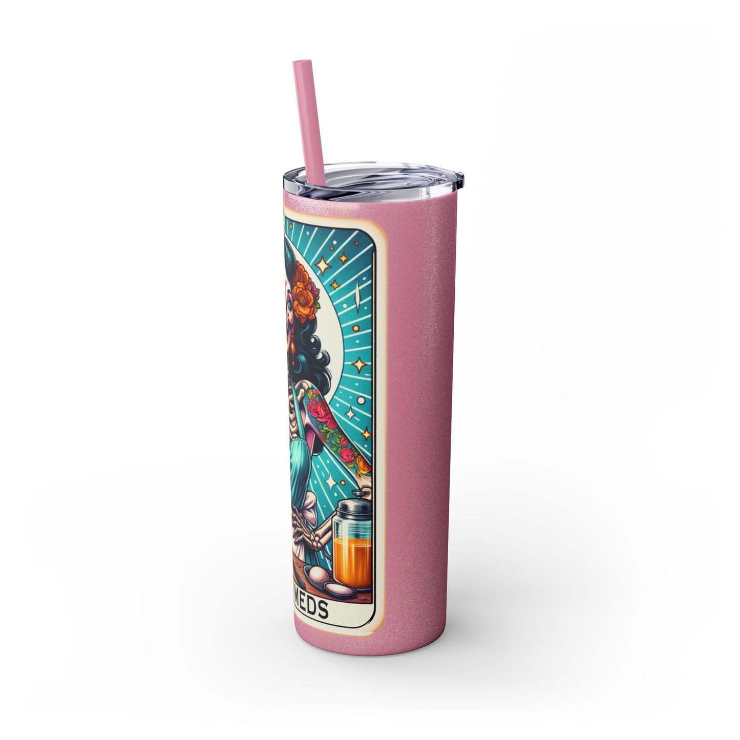 Off My Meds Tarot Tumbler with Straw, 20oz