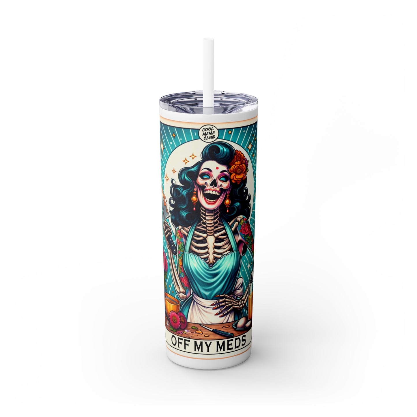 Off My Meds Tarot Tumbler with Straw, 20oz