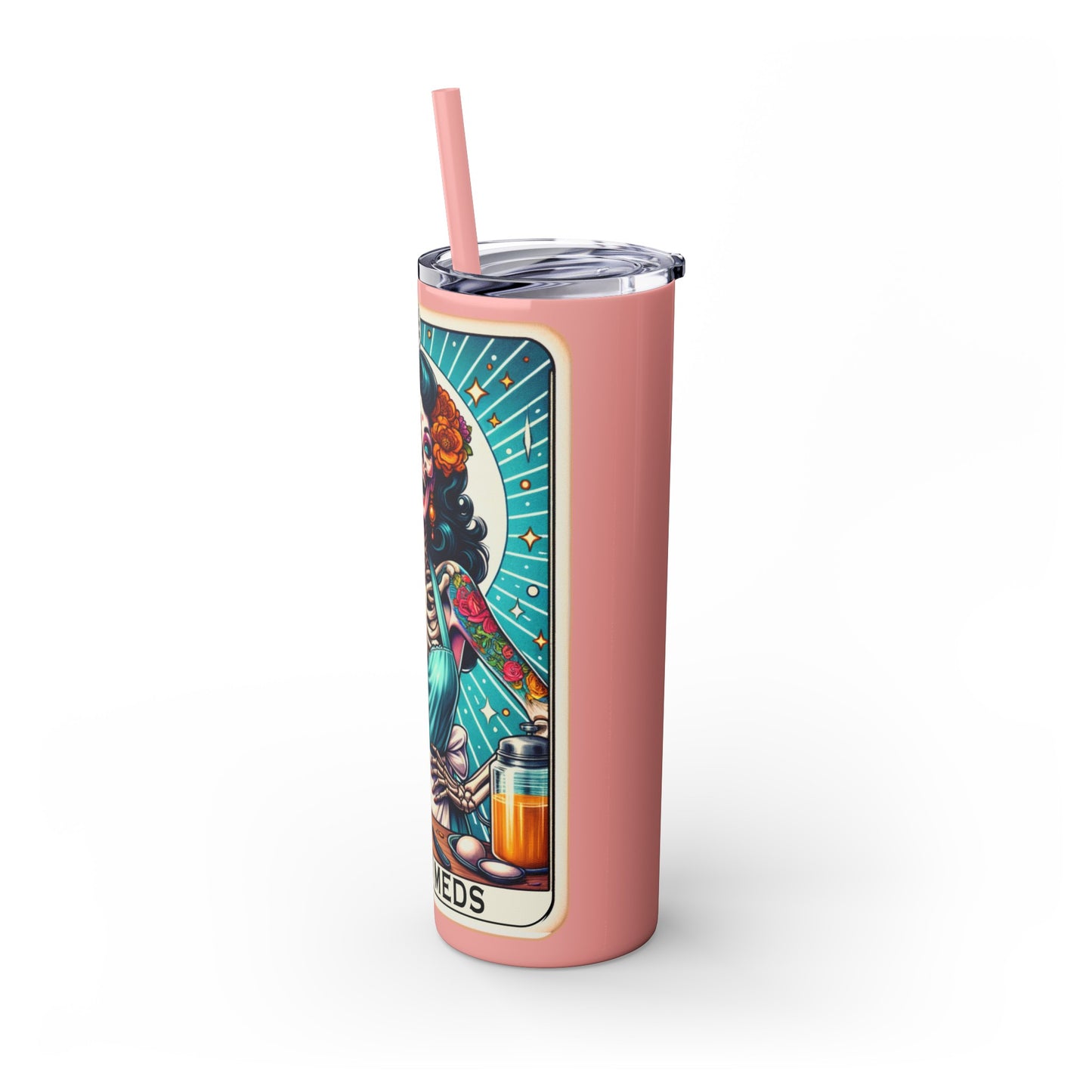 Off My Meds Tarot Tumbler with Straw, 20oz