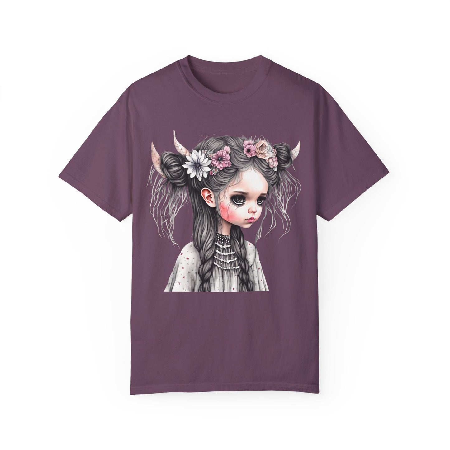 Alternative Girl Art with Horns Unisex T-Shirt