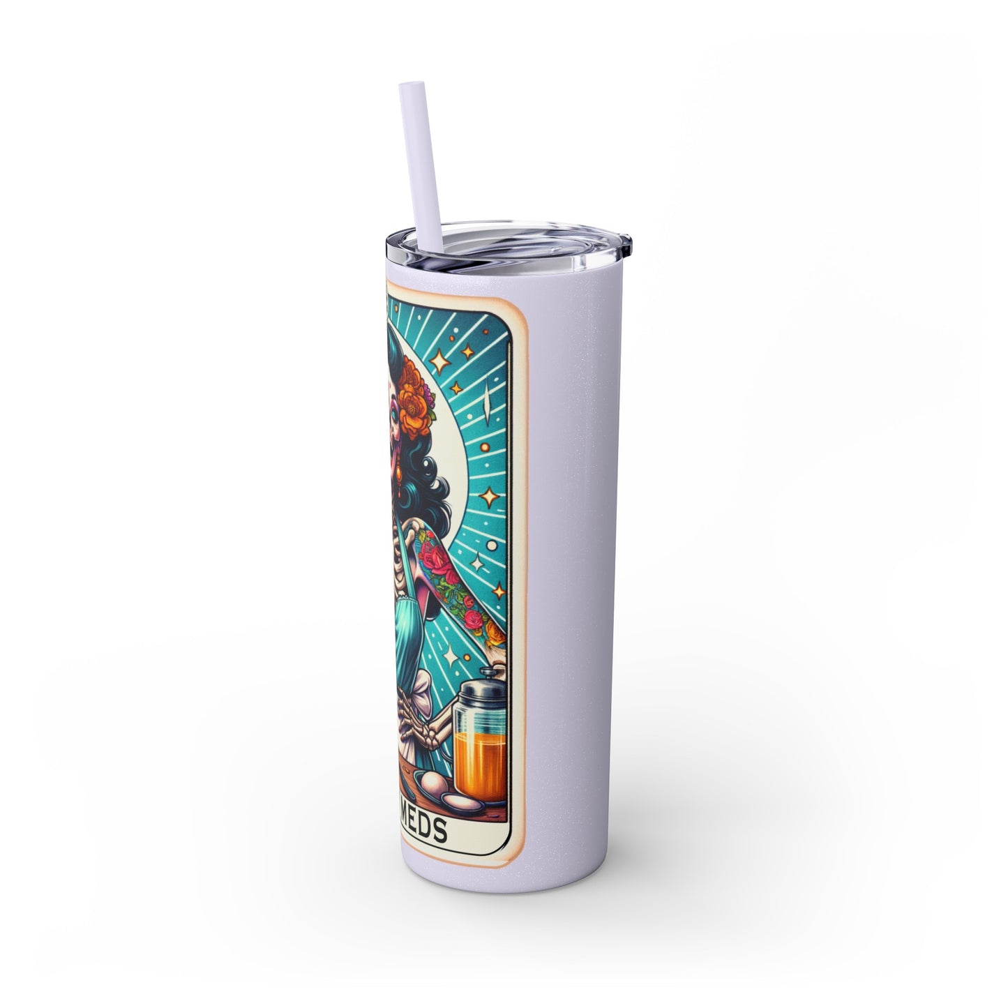 Off My Meds Tarot Tumbler with Straw, 20oz