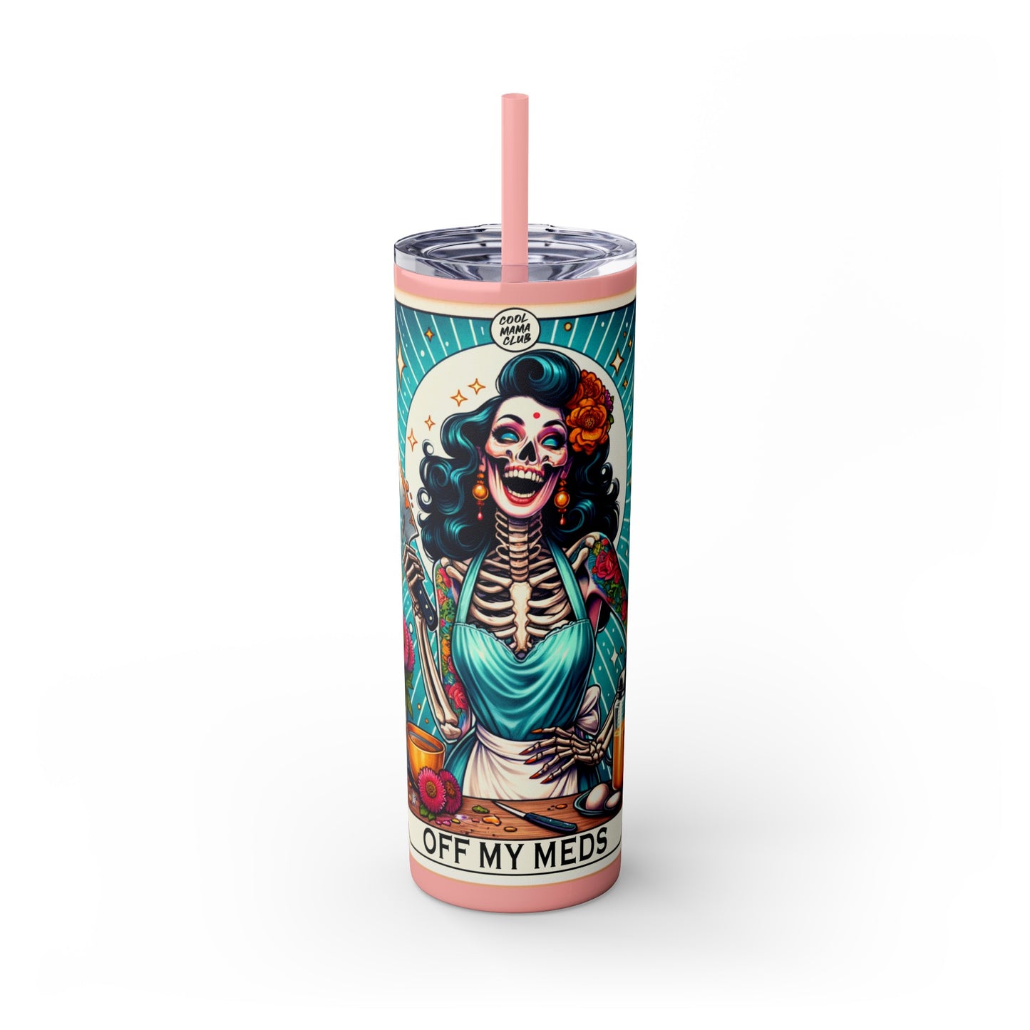 Off My Meds Tarot Tumbler with Straw, 20oz