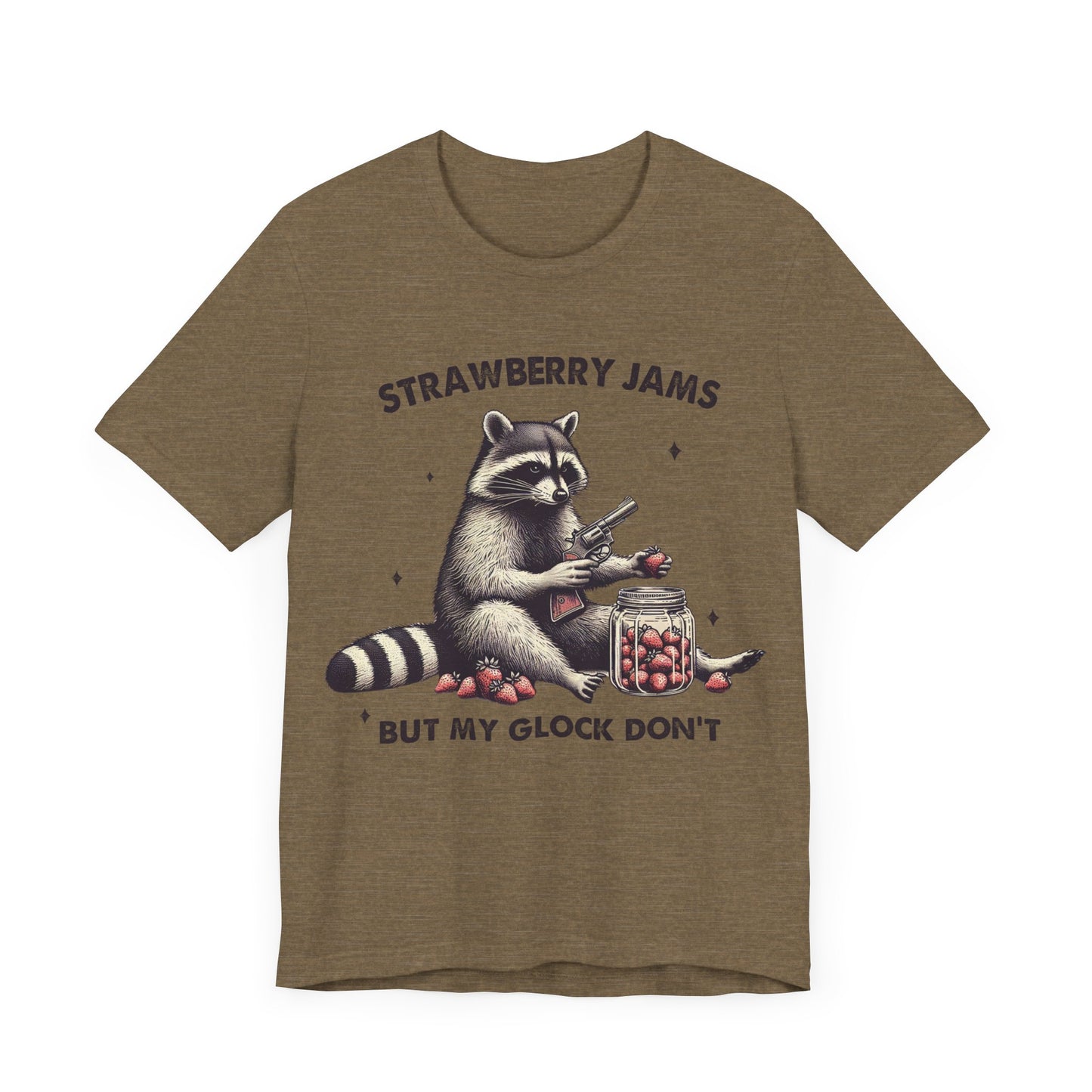 Strawberry Jams But My Glock Dont Raccoon Unisex T-Shirt