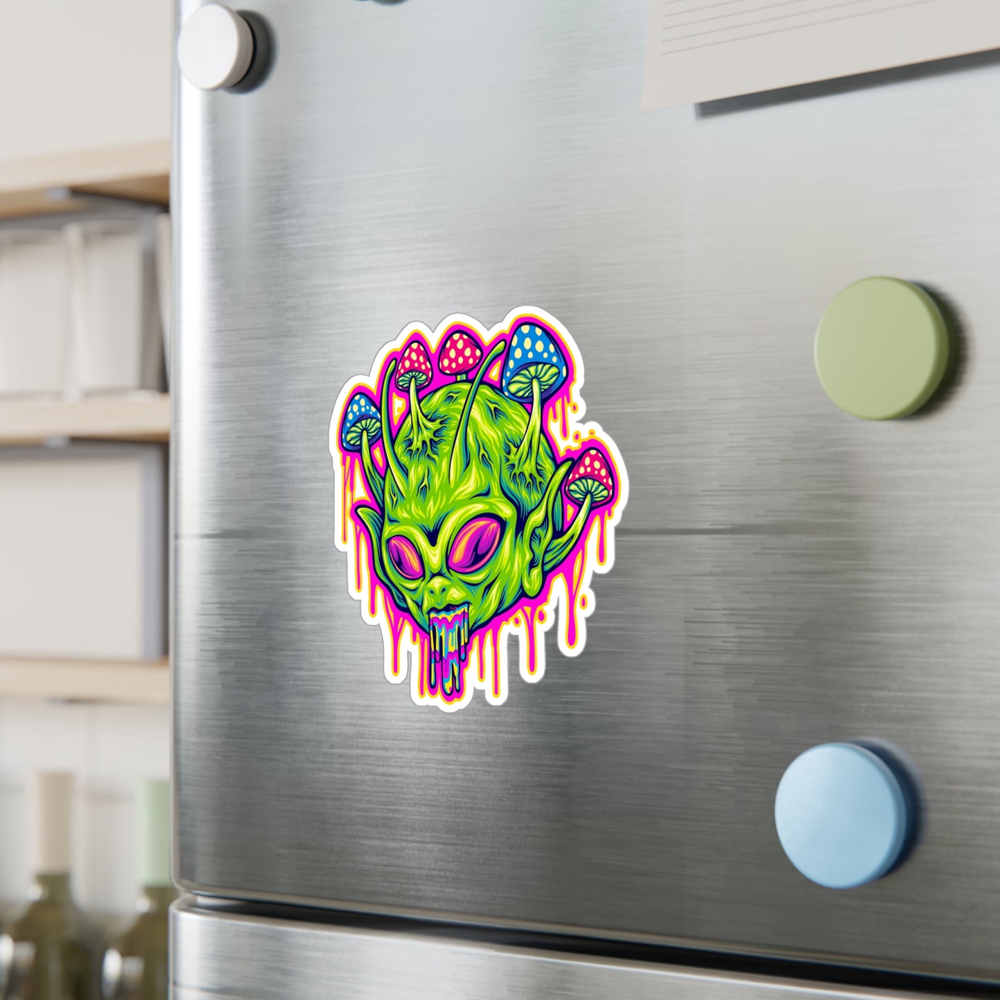 Cosmic Alien Head in Surreal Trippy Sticker