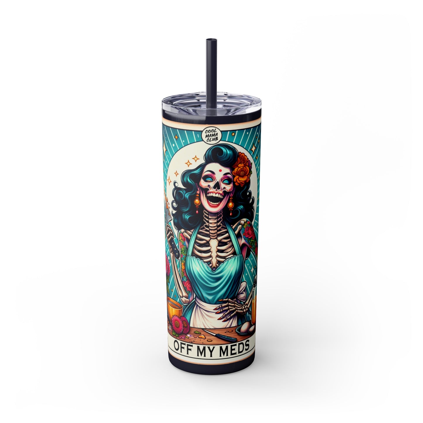 Off My Meds Tarot Tumbler with Straw, 20oz