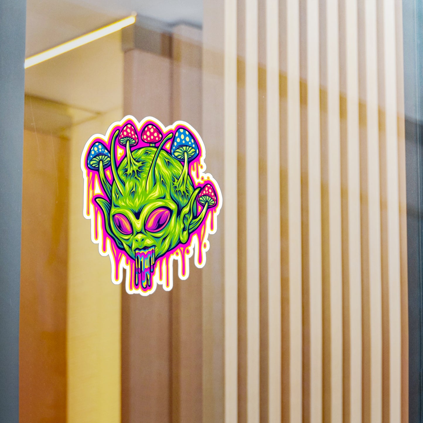 Cosmic Alien Head in Surreal Trippy Sticker