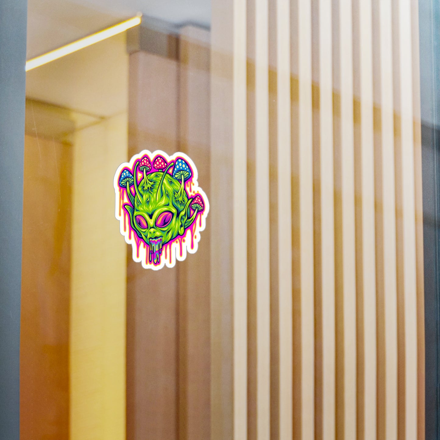 Cosmic Alien Head in Surreal Trippy Sticker