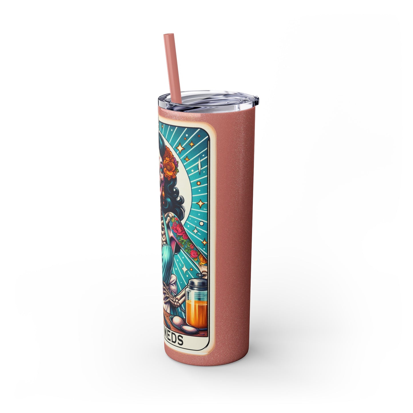 Off My Meds Tarot Tumbler with Straw, 20oz