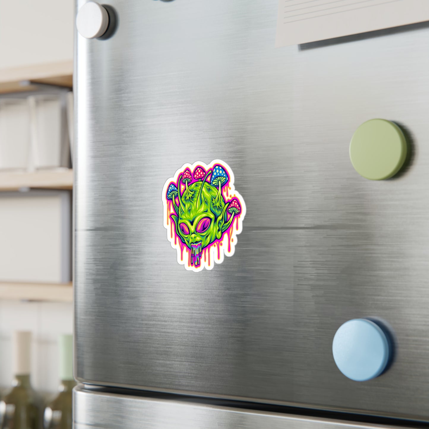 Cosmic Alien Head in Surreal Trippy Sticker