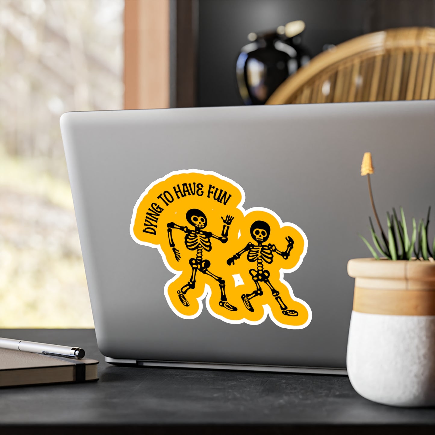 Dying To Have Fun Skeleton Sticker