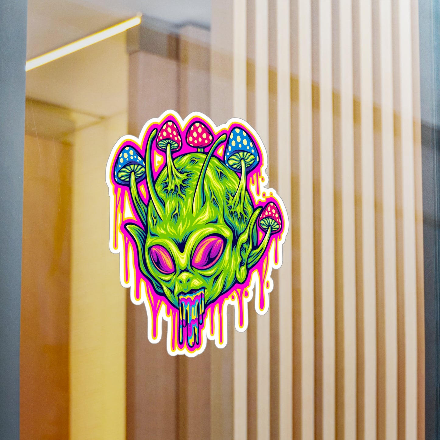 Cosmic Alien Head in Surreal Trippy Sticker