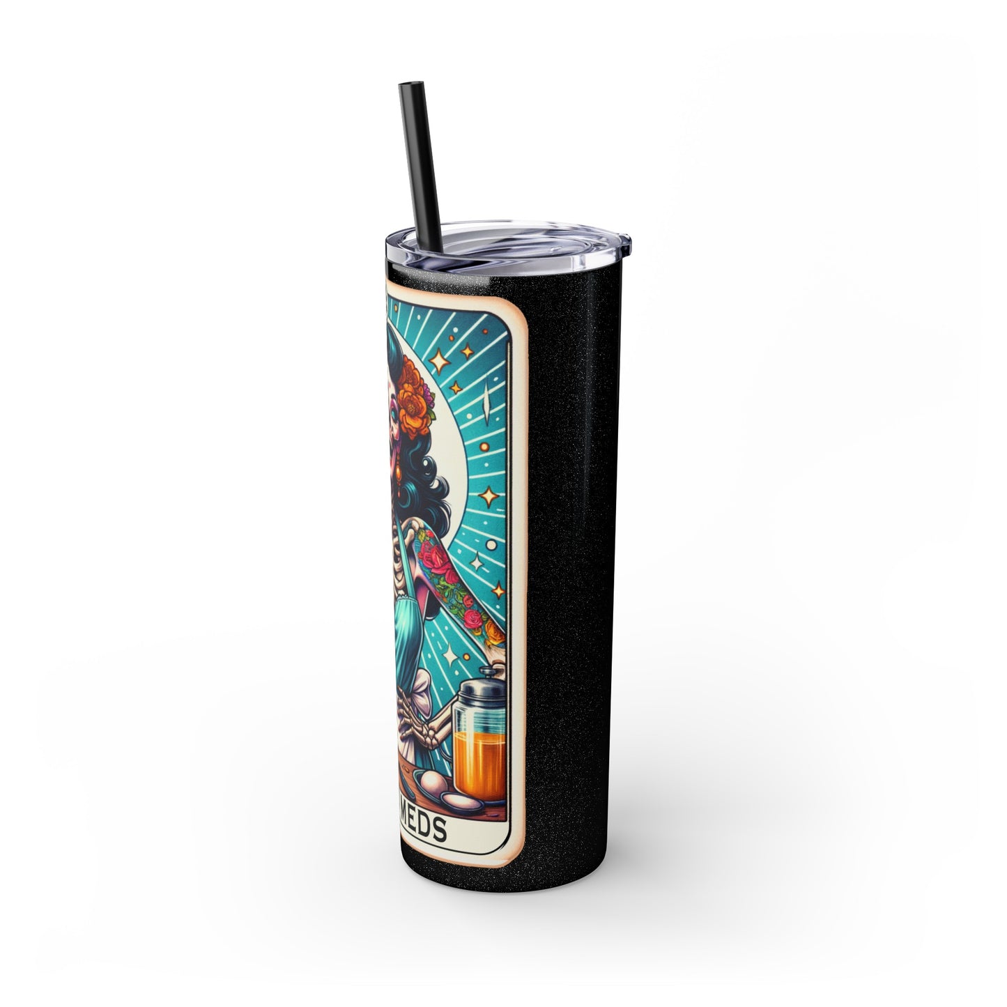 Off My Meds Tarot Tumbler with Straw, 20oz