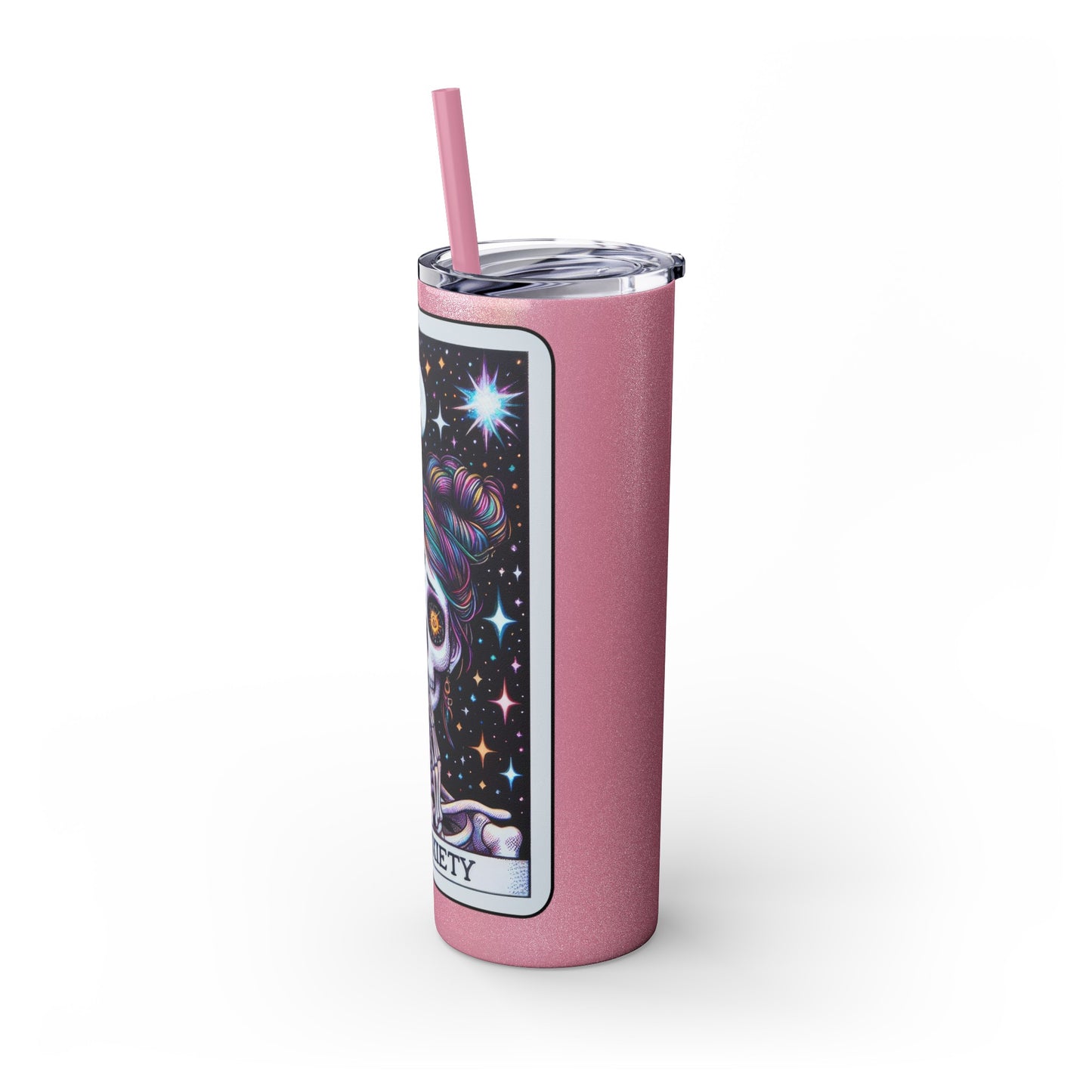 The Anxiety Tarot Skinny Tumbler with Straw, 20oz