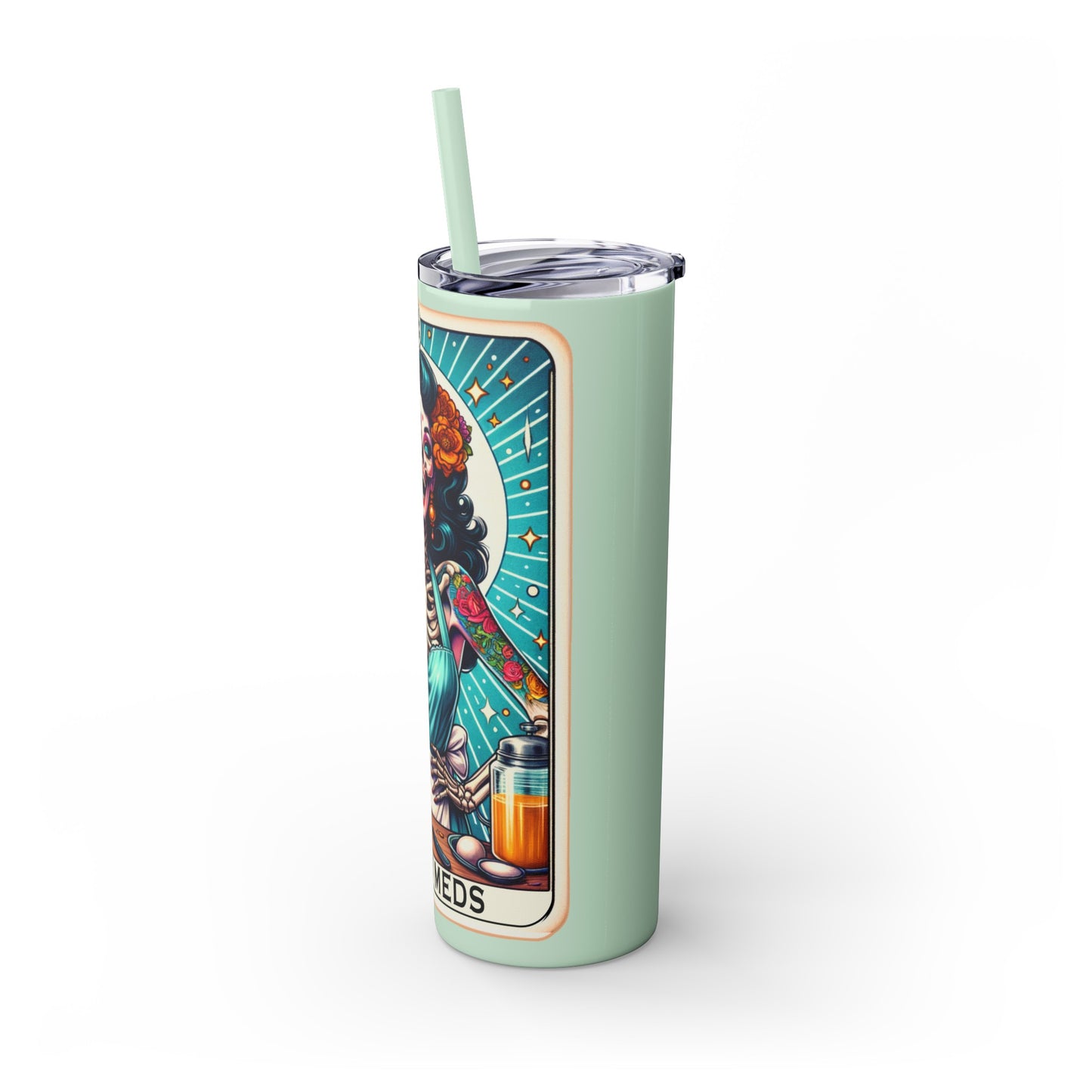 Off My Meds Tarot Tumbler with Straw, 20oz