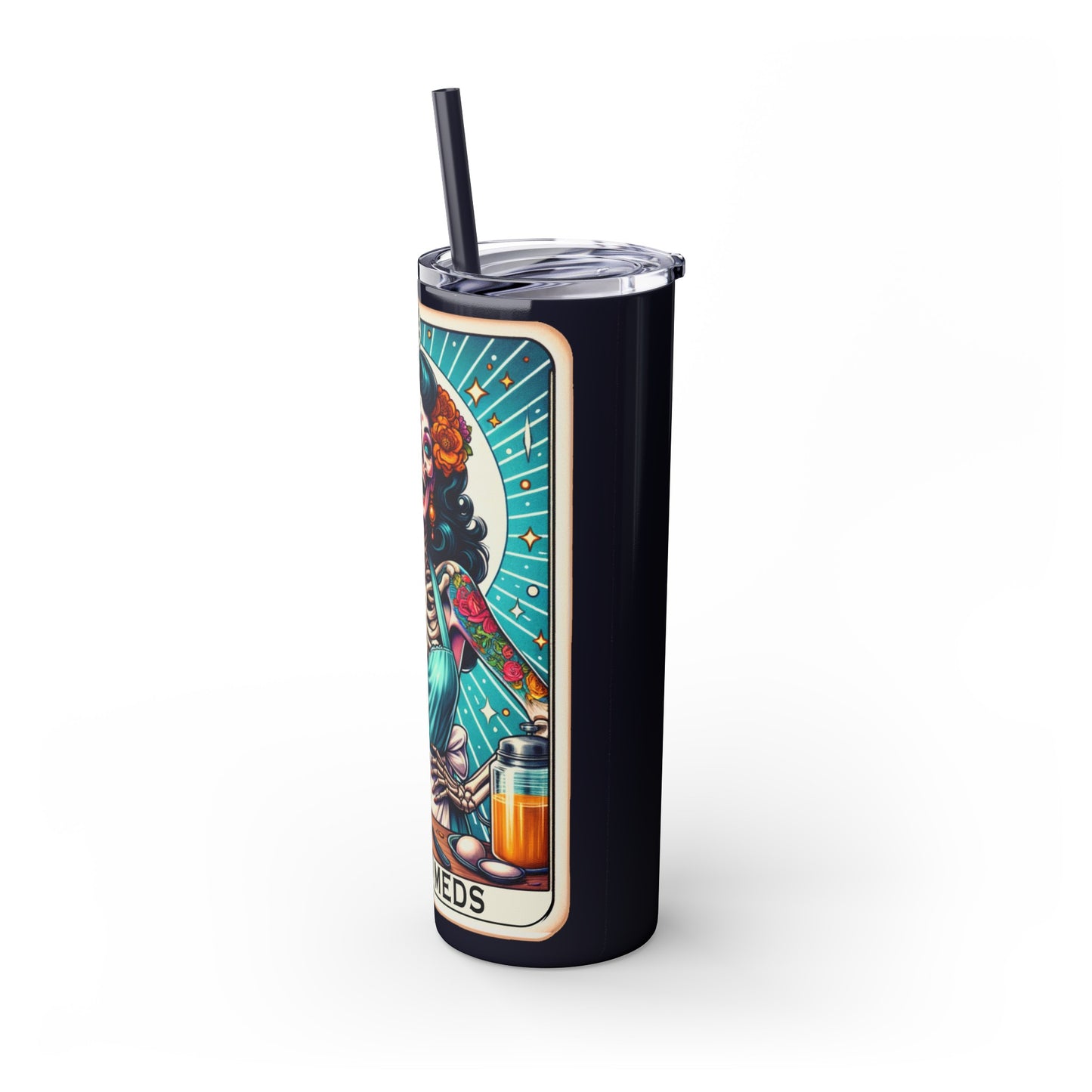 Off My Meds Tarot Tumbler with Straw, 20oz