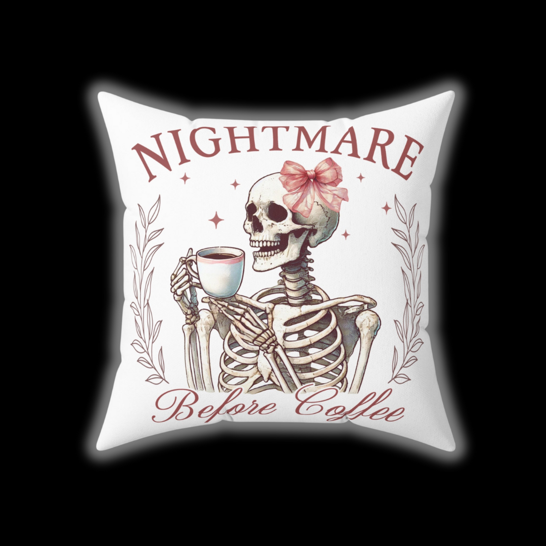 Nightmare Before Coffee Square Pillow