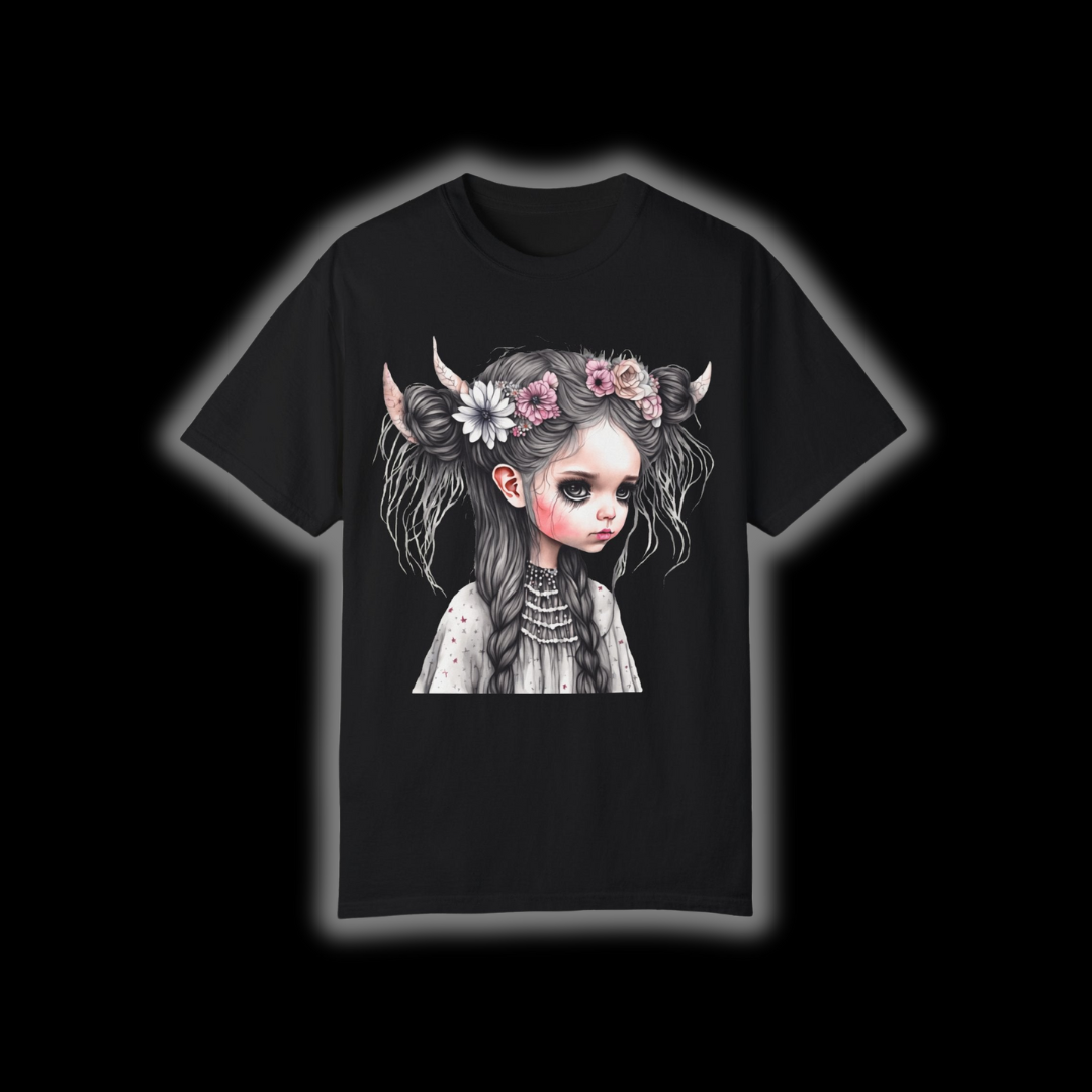 Alternative Girl Art with Horns Unisex T-Shirt