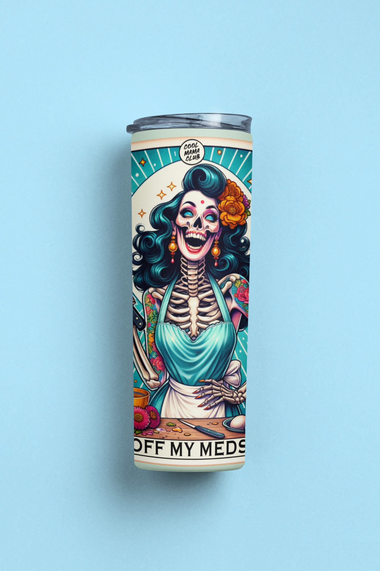 Off My Meds Tarot Tumbler with Straw, 20oz